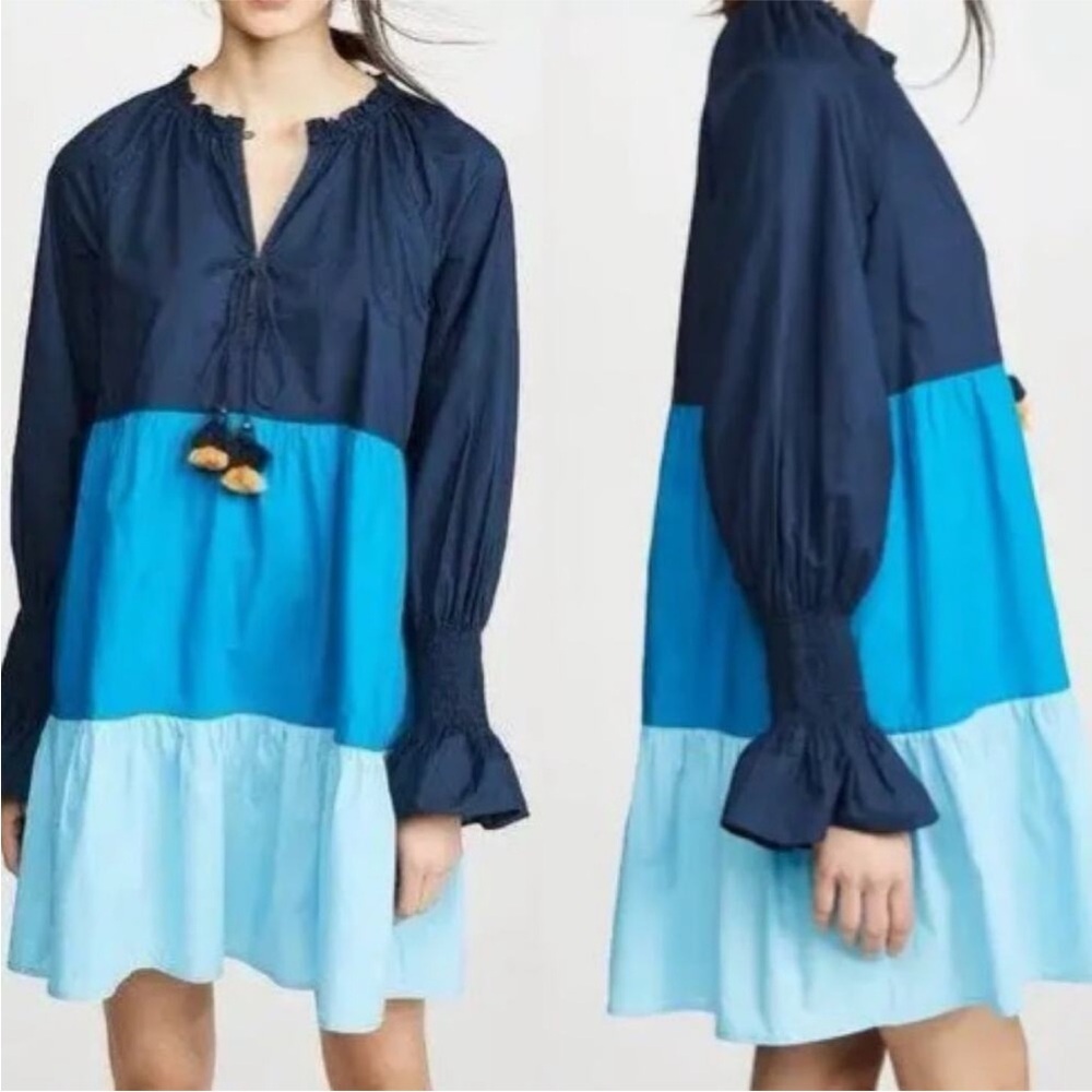 Figue Dress Bella Mini Tiered in Colorblock Blue - Picture 3 of 7